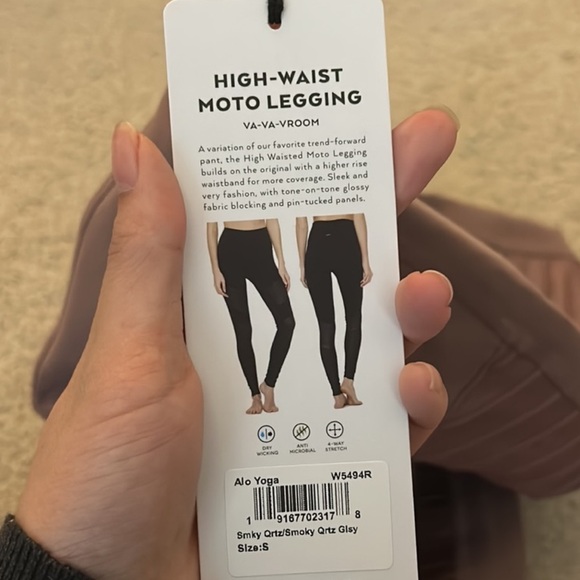 Alo Yoga High Waist Moto Leggings | Dusty Rose / Mauve | Size S - Picture 4 of 4